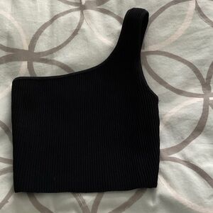 Aritzia Babaton Black Ribbed Knit Top